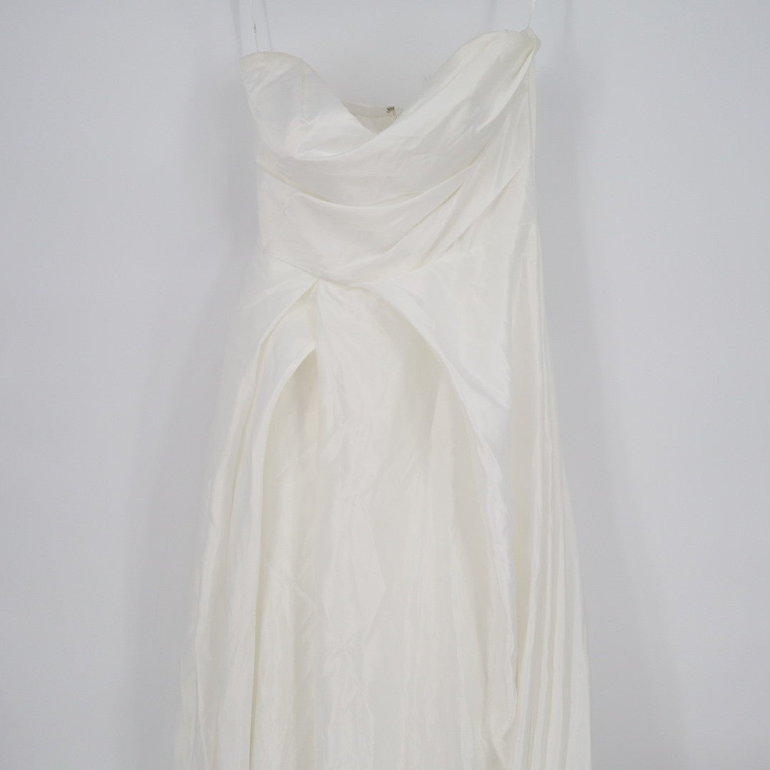 Lulus Lifetime of Love A-Line Gown Dress Womens 4 White Strapless Front Slit