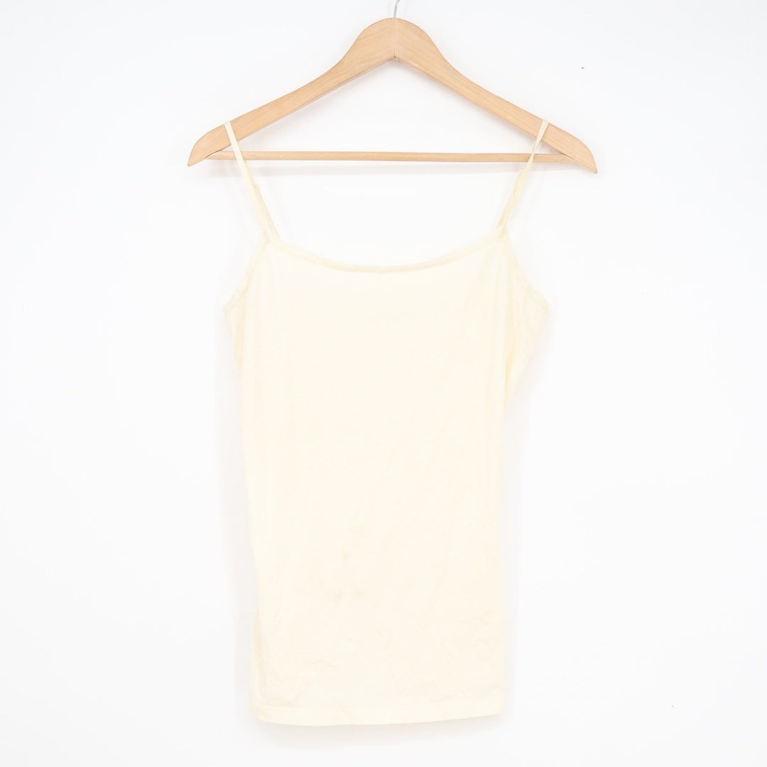 Ann Taylor Womens Small Pale Yellow Cotton Spandex Adjustable Strap Cami Tank