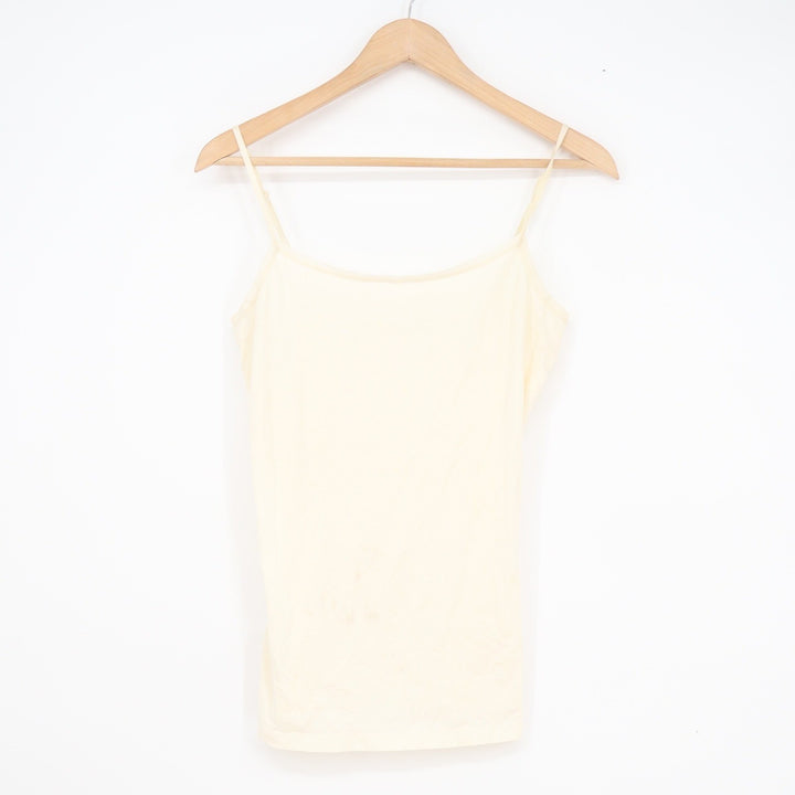 Ann Taylor Womens Small Pale Yellow Cotton Spandex Adjustable Strap Cami Tank