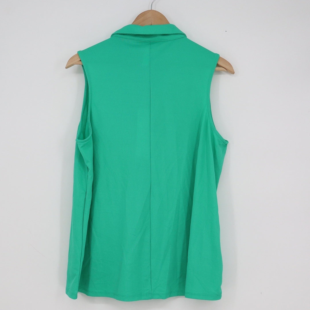 Dear Scarlett Sundial Green Sleeveless Quarter Zip Polo Top Large NWT