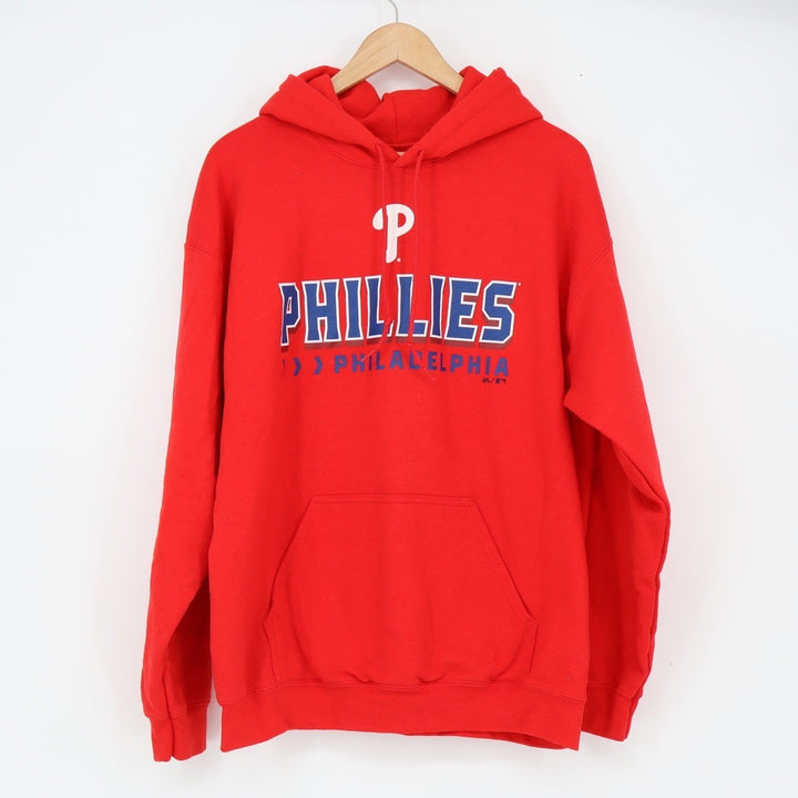 Philadelphia Phillies Hoodie Mens L Red MLB Baseball Majestic Excellent