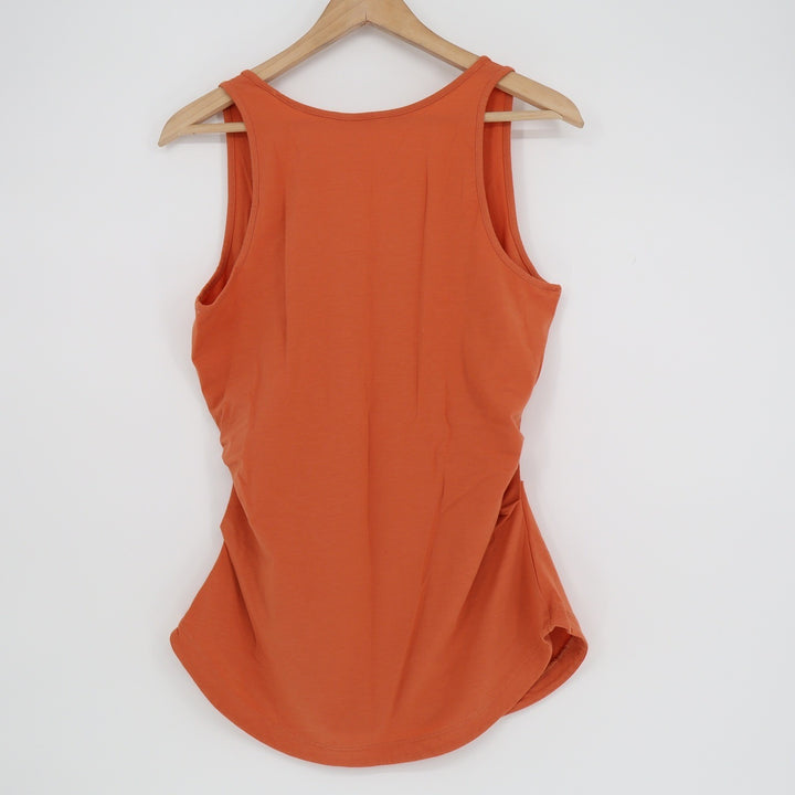 Athleta Renew Support Tank Burnt Orange Ruched Side Sleeveless Top Medium