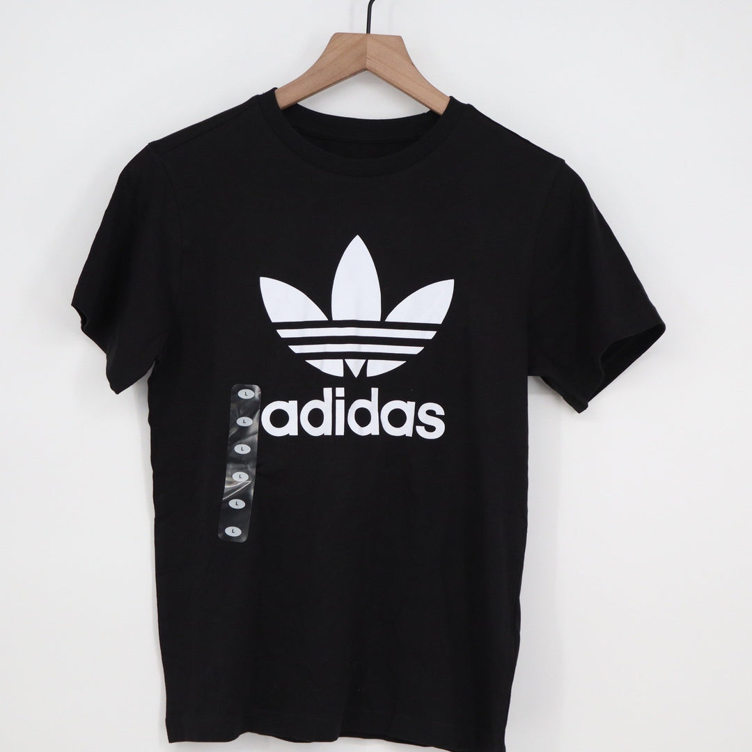 Adidas Originals Kids Trefoil Tee Black White Logo T-Shirt Size L 13-14Y