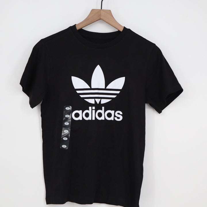 Adidas Originals Kids Trefoil Tee Black White Logo T-Shirt Size L 13-14Y