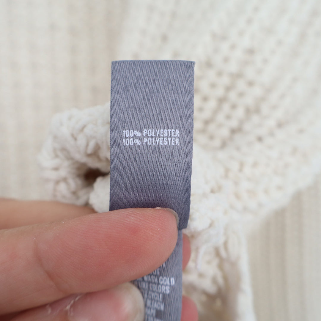 Aerie Oversized Sweater Womens Large Ivory Chunky Knit Mock Neck Pullover Cozy