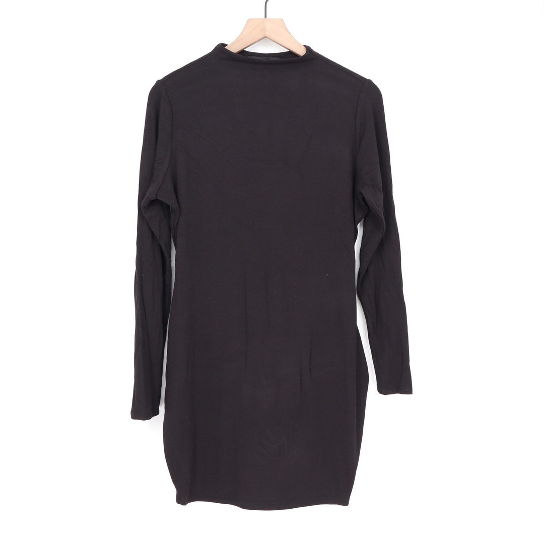Naked Wardrobe Black Mock Neck Long Sleeve Mini Dress Womens 1X