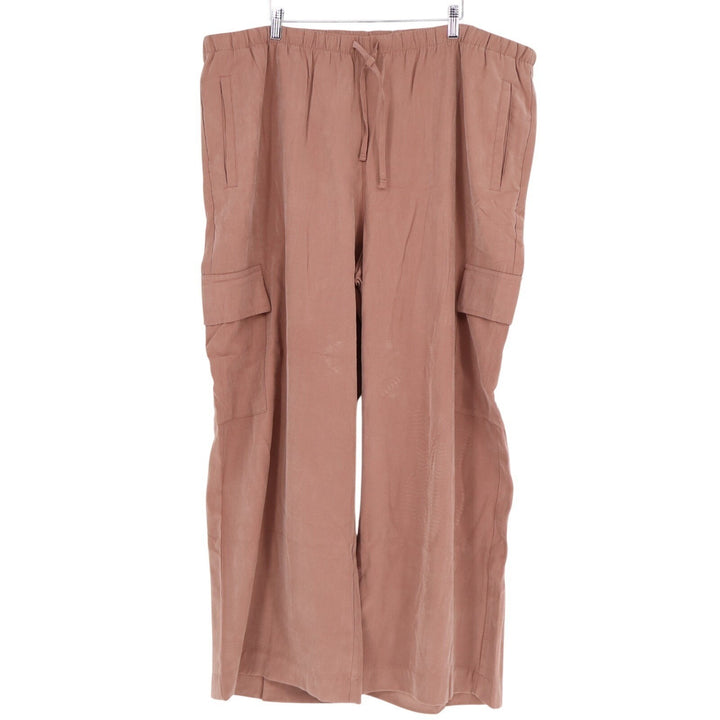 Old Navy Pants Women 2XL Brown Cargo Pockets High Rise Drawstring Waist Wide Leg
