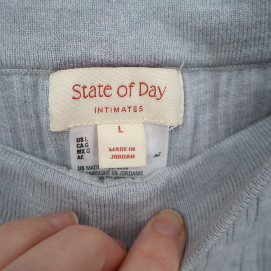 State of Day Intimates Pajama Pants Women Large Blue Blizzard Rib Knit Sleepwear