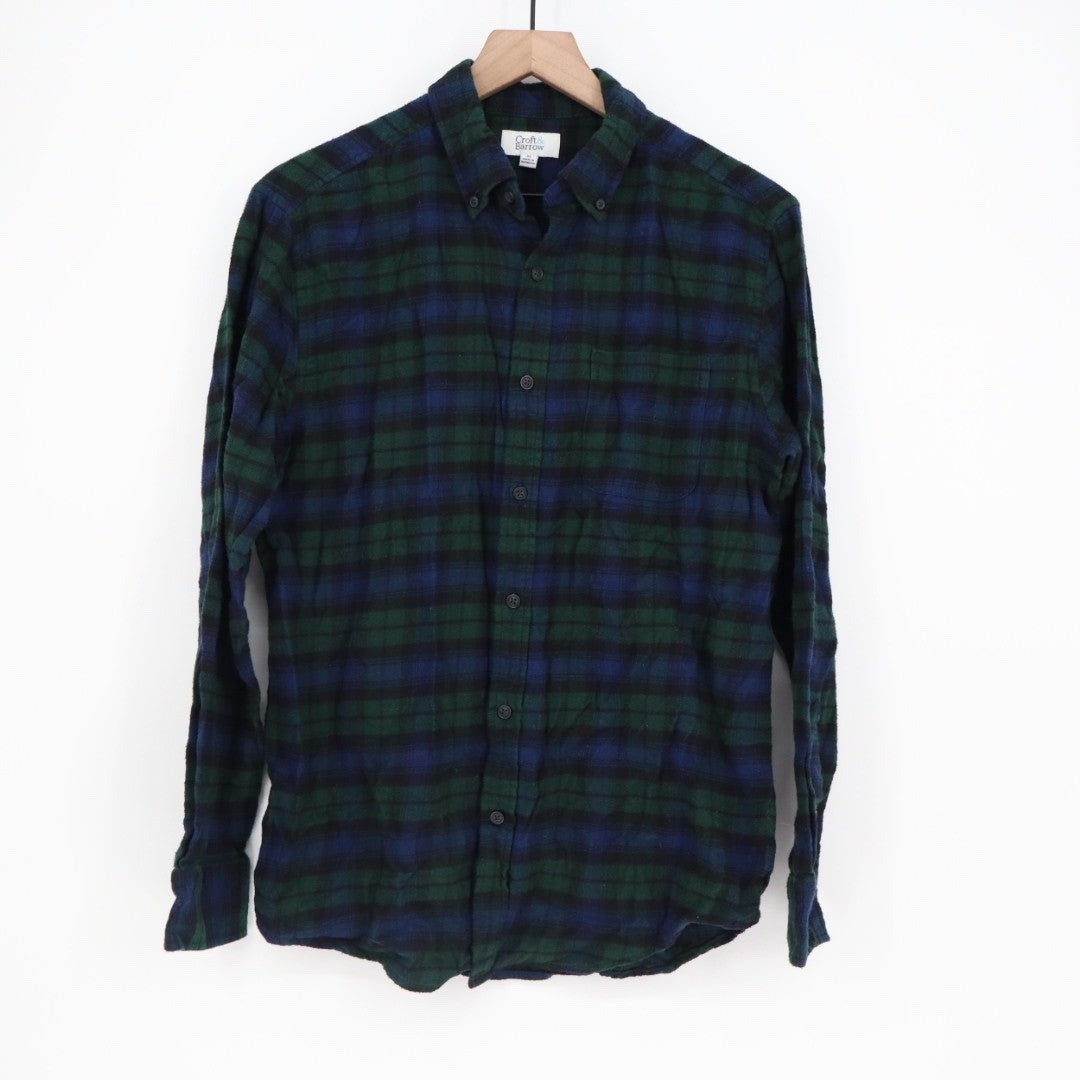 Croft & Barrow Plaid Flannel Button Down Shirt Long Sleeve Green Blue Men's M