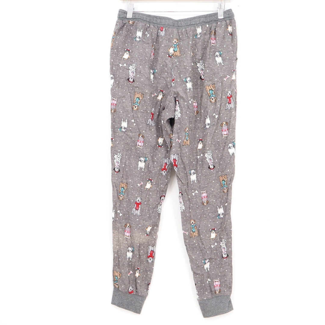 Secret Treasures Womens Gray Holiday Dog Print Cotton Pajama Jogger Pants Small