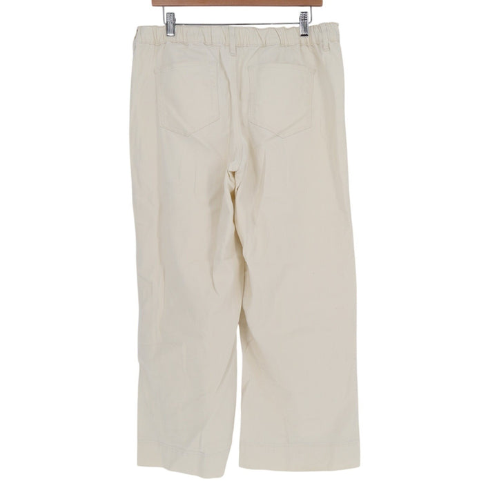 Loft Outlet Cropped Pants Womens Medium Beige Cotton Stretch Mid Rise Wide Leg