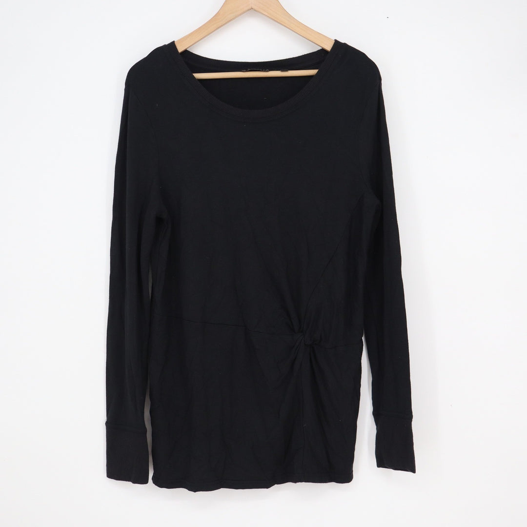 Athleta Women's Black Side Knot Twist Long Sleeve Modal Top Size M