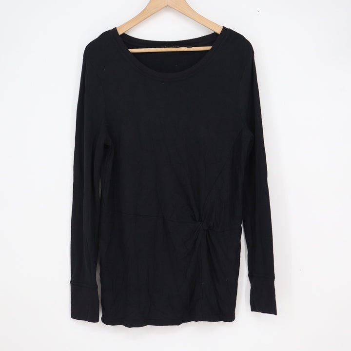 Athleta Women's Black Side Knot Twist Long Sleeve Modal Top Size M