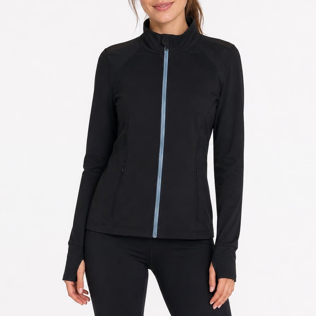 Kyodan Womens Black Mesh Panel Full Zip Athletic Track Jacket Size M