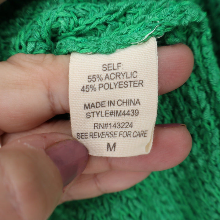 ILLA ILLA Green Chunky Knit Notched V-Neck Oversized Sweater Medium