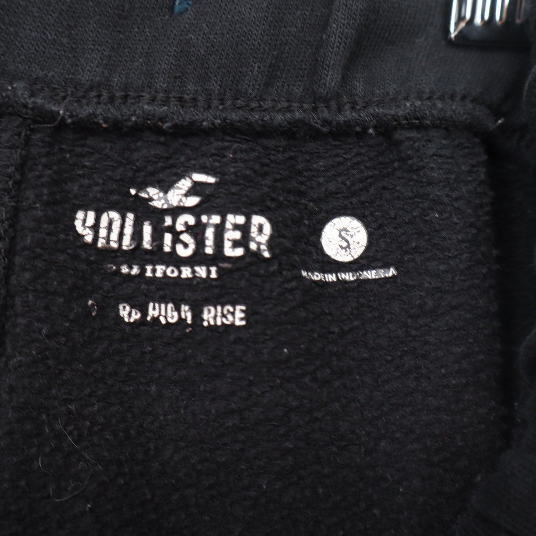 Hollister Womens High Rise Jogger Sweatpants Black Small Embroidered Logo
