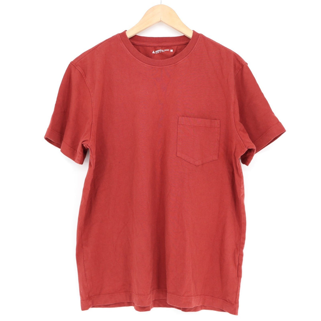 American Giant T-Shirt Mens Medium Red Cotton Front Pocket Crew Neck Pullover