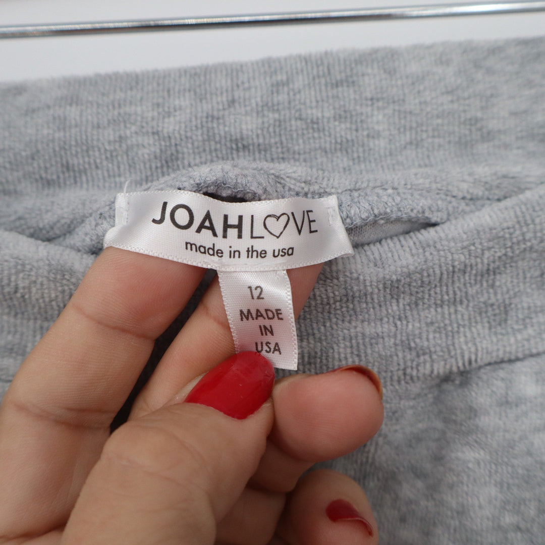 Joah Love Girls Heather Gray Terry Cloth Jogger Pants Size 12 Made in USA
