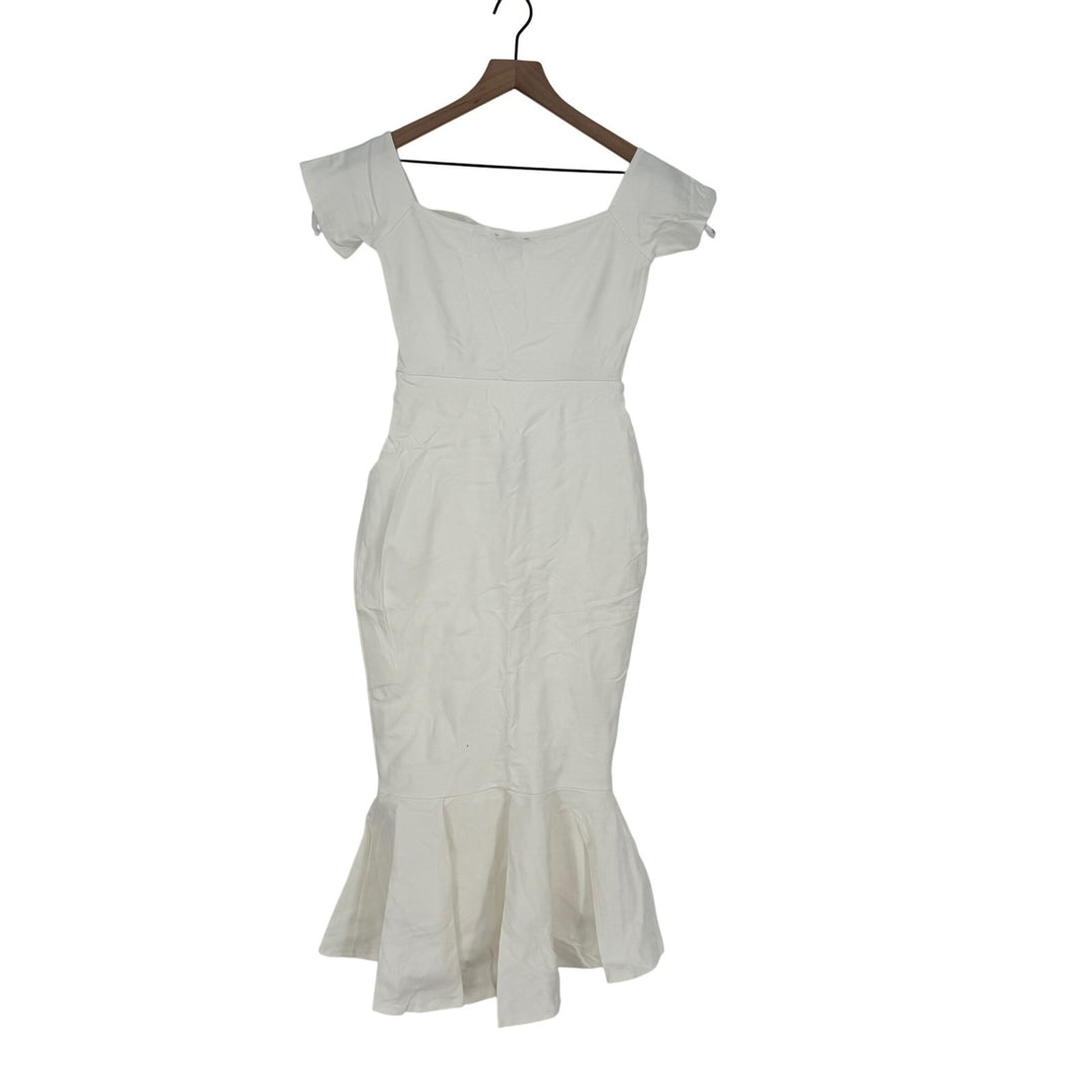 Lulus How Much I Care Ivory Off-The-Shoulder Midi Dress Size S