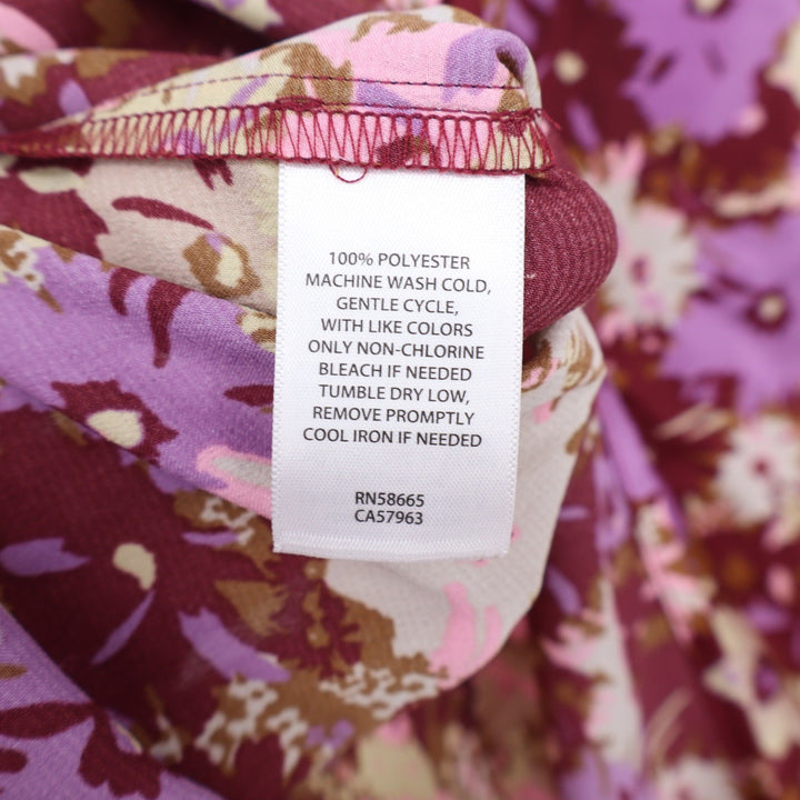 Open Edit Top Womens L Asymmetrical One Shoulder Floral Purple Side Cinch
