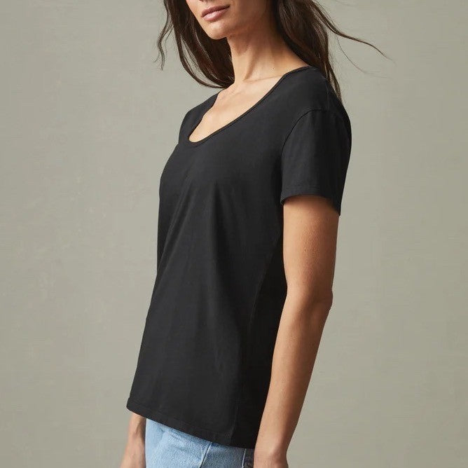 American Giant Women Black Scoop Neck T Shirt Made in USA Size M