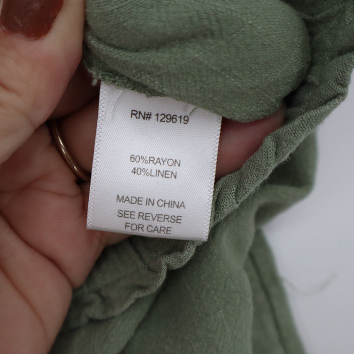 Stile Collection Olive Green Linen Blend Jogger Pants Womens Large