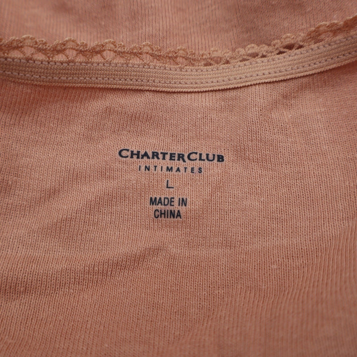 Charter Club Intimates Bikini Panty Tan 100% US Cotton Picot Lace Trim Large