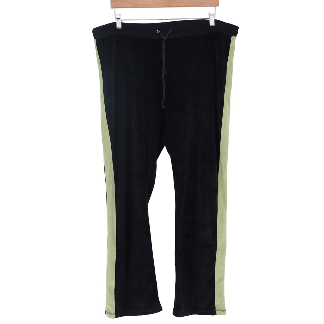 One Step Up Plus Track Pants Womens 2X Velour Black Green Side Stripe Excellent