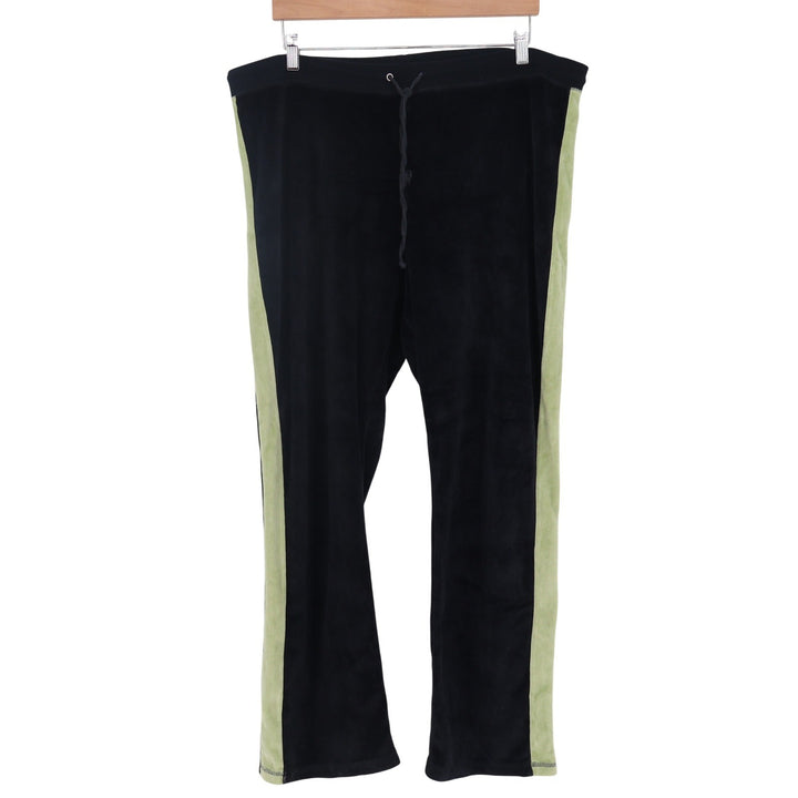 One Step Up Plus Track Pants Womens 2X Velour Black Green Side Stripe Excellent