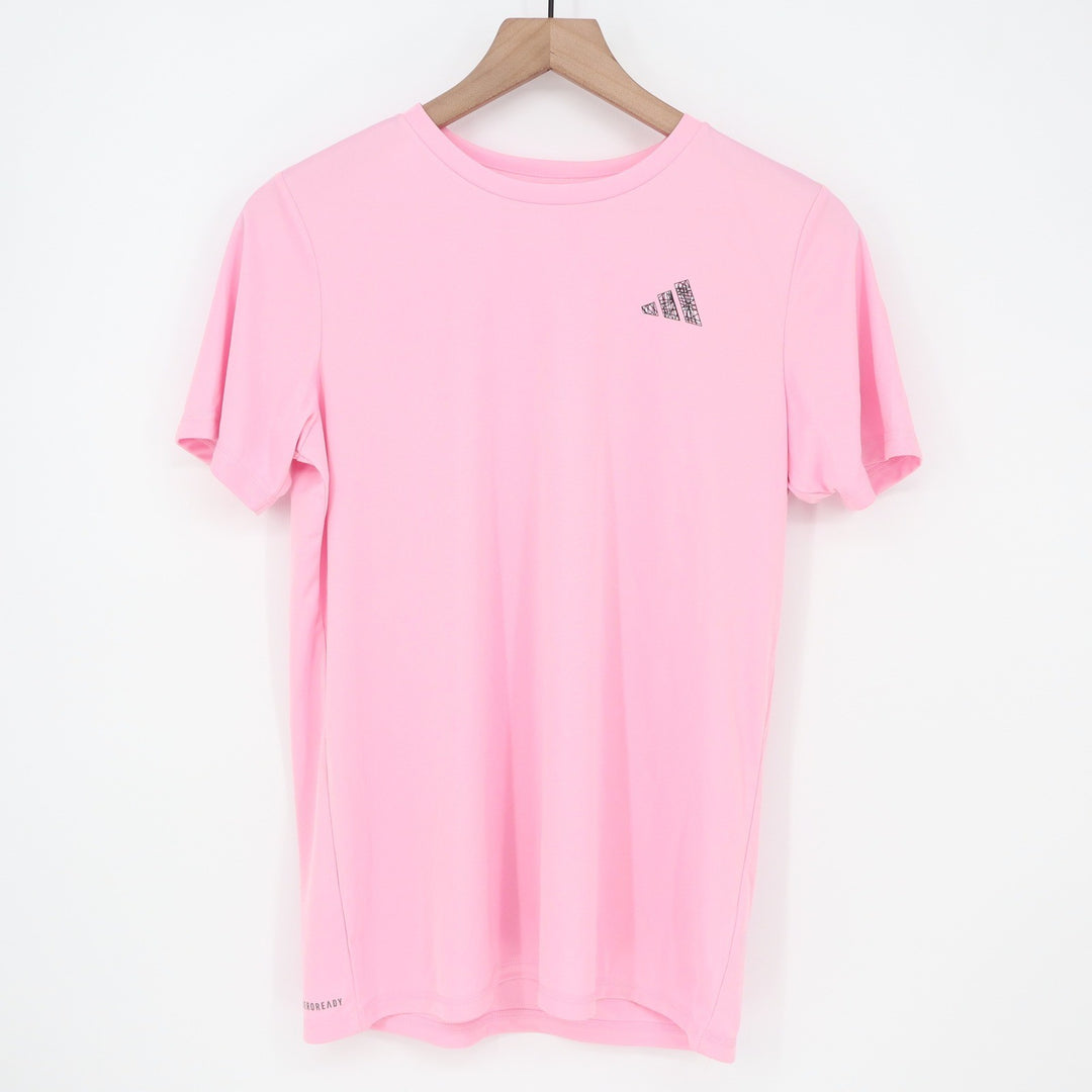 Adidas Youth Art of Soccer Tee True Pink Geometric Graphic Shirt  L 14/16