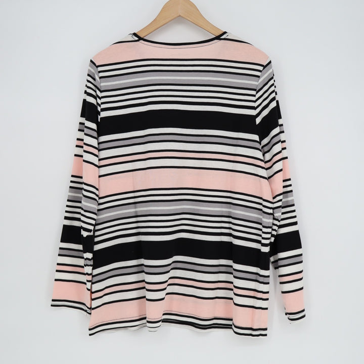 Croft & Barrow Classic Tee Shirt Womens Plus 1X Multicolor Horizontal Striped