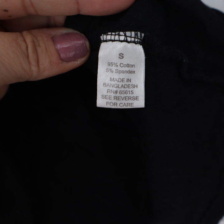 Splash Womens V-Neck Long Sleeve T-Shirt Black Cotton Spandex Size S
