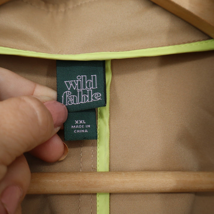 Wild Fable Womens XXL Tan Khaki Double Breasted Belted Trench Coat Jacket Long