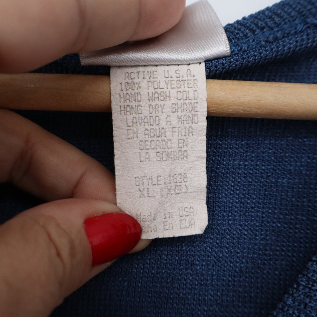 Active USA Womens XL Blue Knit V-Neck Button Front Cardigan 3/4 Sleeve Top