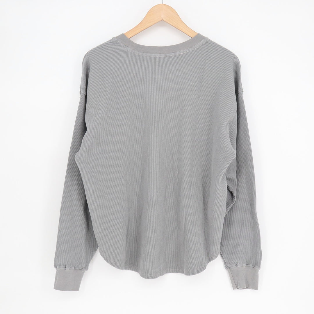 American Giant Thermal Crew T-Shirt Womens L Sharkskin Waffle Knit Curved Hem
