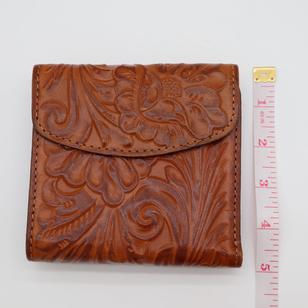 Patricia Nash Reiti Women Bi-Fold Wallet Brown Cognac Burnished Tooled Leather