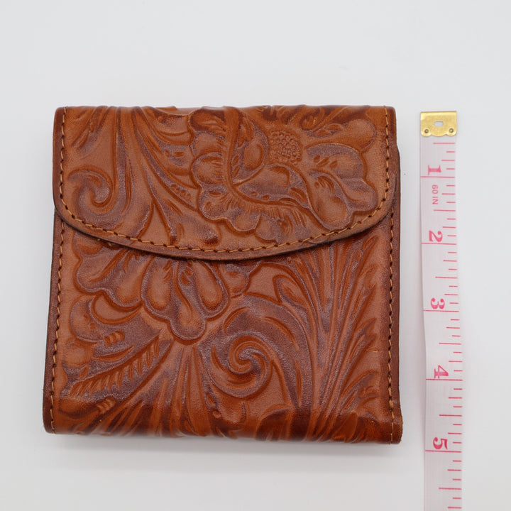 Patricia Nash Reiti Women Bi-Fold Wallet Brown Cognac Burnished Tooled Leather