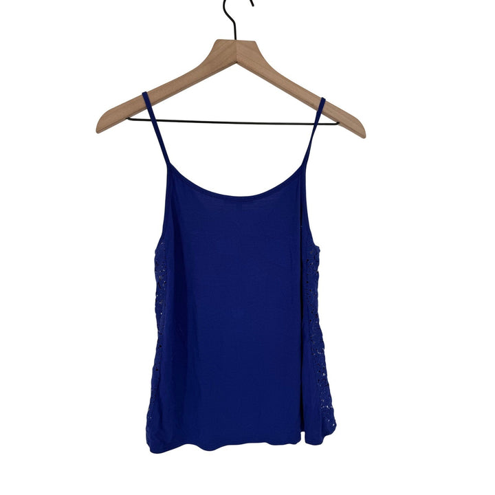 Charlotte Russe Royal Blue Lace Inset Wrap Front Tank Top Size Medium