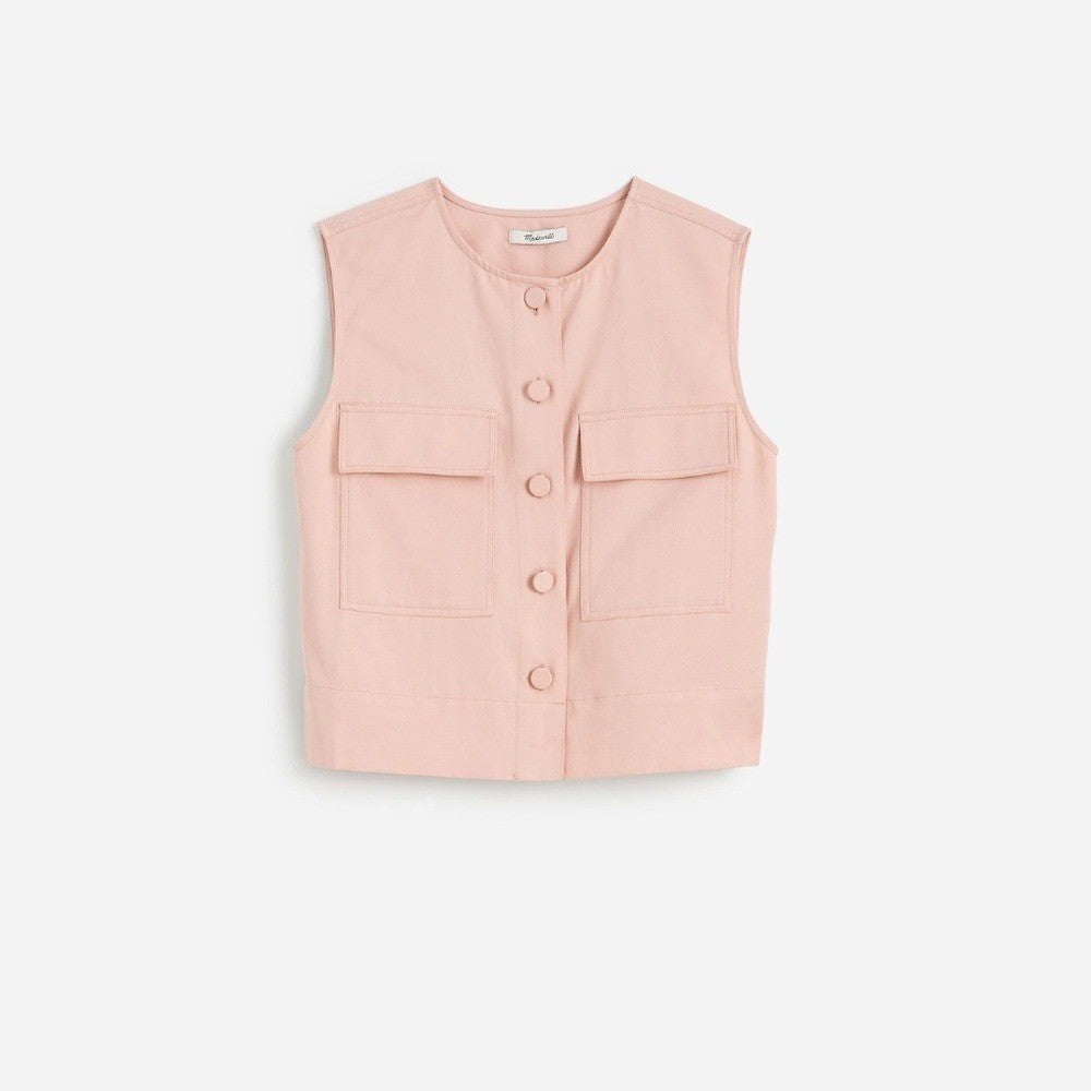 Madewell Crop Cargo-Pocket Crewneck Top Size M