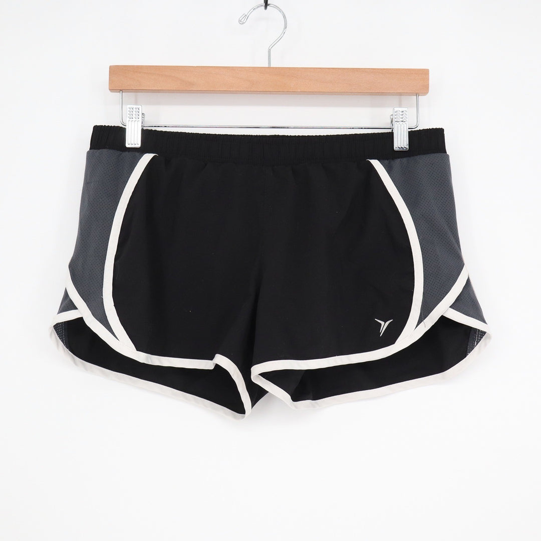 Old Navy Active Womens Black Dolphin Running Shorts Grey Mesh Trim Size Small P