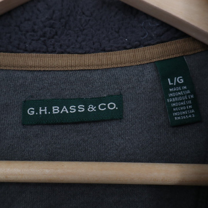 G.H. Bass & Co. Sweater Mens Large Blue Cotton Knitted Long Sleeve Mock Neck