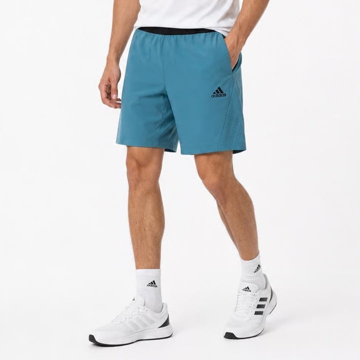 Adidas Mens Athletic Training Shorts Teal Blue Black Elastic Waist S