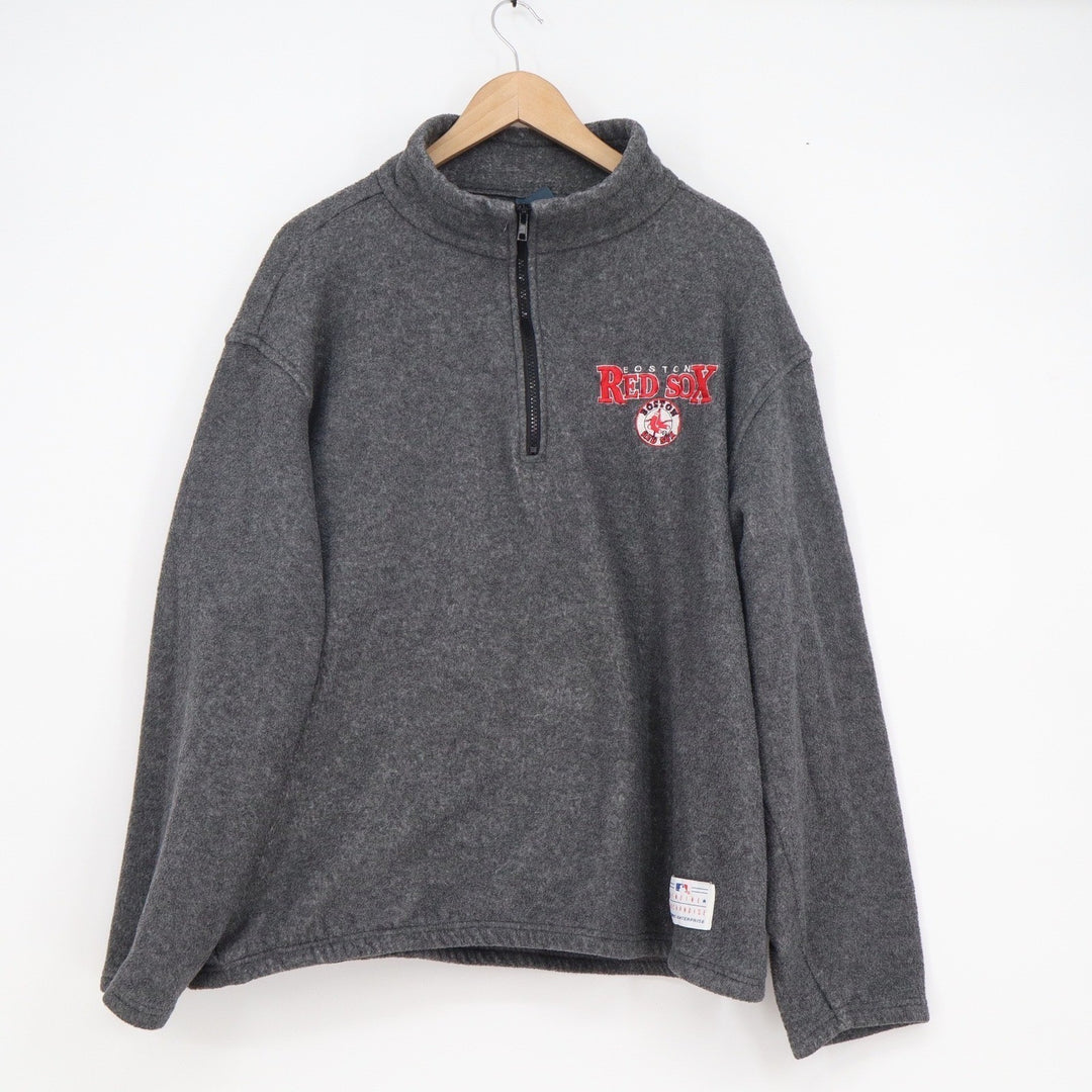 Harvard Square Boston Red Sox Quarter Zip Fleece Pullover Gray Mens XL