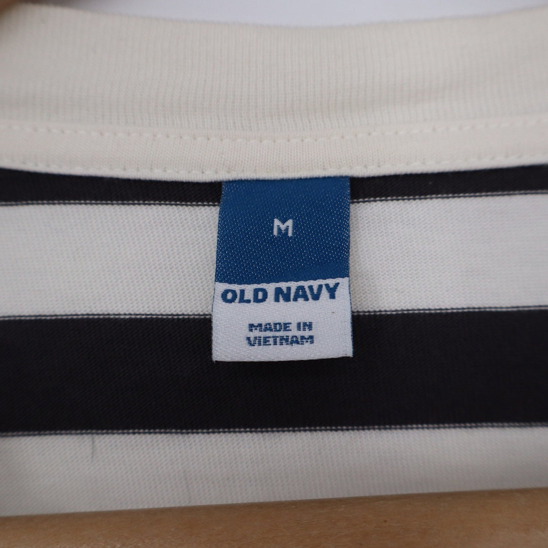 Old Navy Womens Black White Striped Cotton Crew Neck T-Shirt Mini Dress Size M