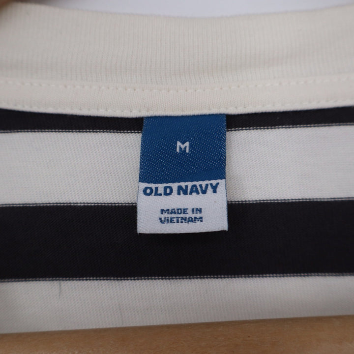 Old Navy Womens Black White Striped Cotton Crew Neck T-Shirt Mini Dress Size M