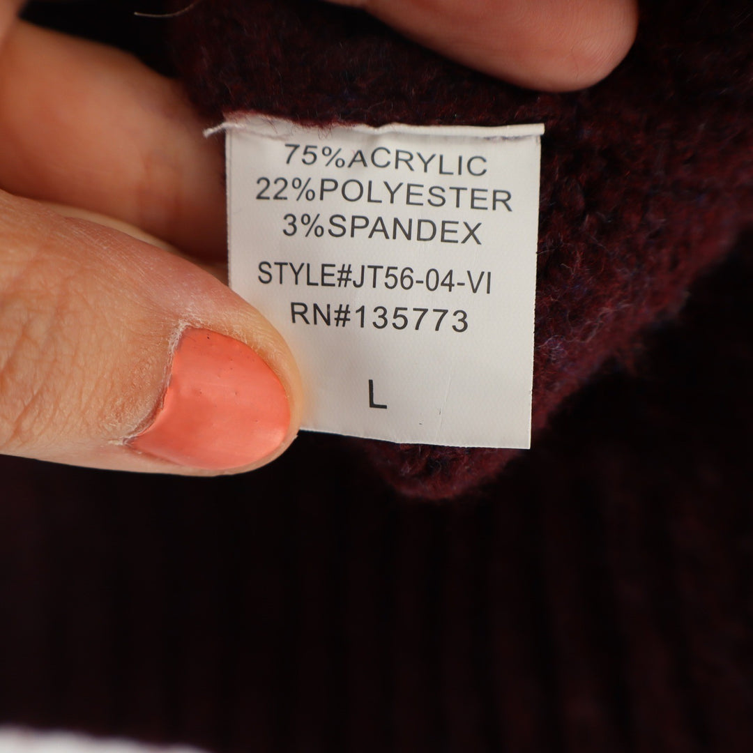 VICI Burgundy Oversized Turtleneck Chunky Knit Sweater Women's Large