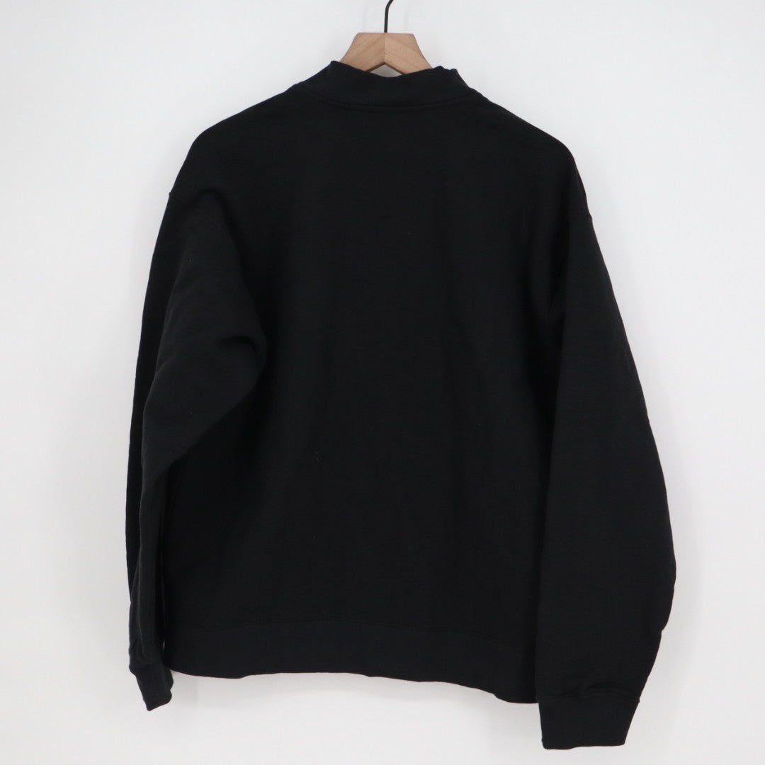 American Giant Bomber Jacket Mens Medium Black Full Zip Cotton Kangaroo Pocket