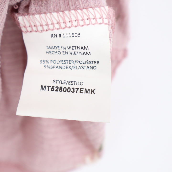 Meraki Pink Floral Smocked Peplum Top V-Neck Tie Flutter Sleeve L