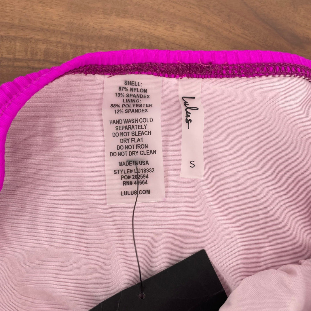 Lulus Set For Vacay Hot Pink Ribbed High Waisted Bikini Bottoms Size S