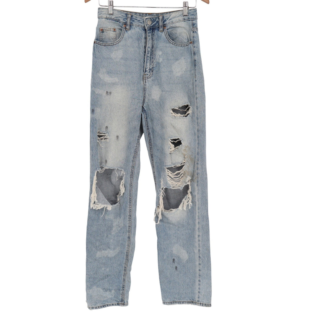 PacSun Womens Light Acid Wash Distressed High Rise Straight Leg Jeans Size 27